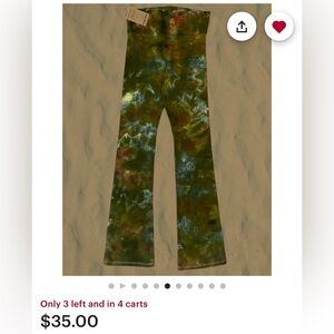 NWT Pagan Sun cotton small flare tie dye yoga pants green brown blue